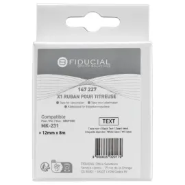Ruban comp BROTHER M-K231B 12mm wit met zwarte print 