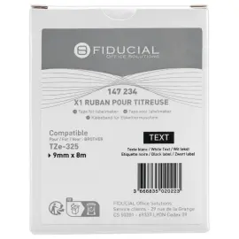 Ruban comp BROTHER TZE 325 9mm zwart met witte afdruk 