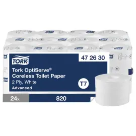 24  Tork OptiServe rollen toiletpapier zonder toiletrol T7 naturel 