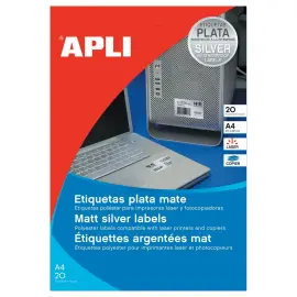 20  Polyester laser/cop etikettenbladen 210x297mm 20 etiketten AG. 