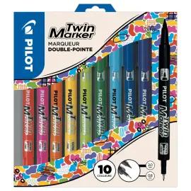 10  Dubbel permanent marker BEGREEN PILOT - Fijne en extra fijne punt 