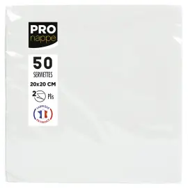 50  Servetten 2-voudig 20x20 cm - Wit - ProNappe 