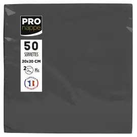 50  Servetten 2-voudig 20x20 cm - Zwart - Pro Tafelkleed 