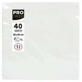 40  Servetten 2 laags 38x38 cm - Wit - Pro Tafelkleed 