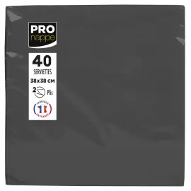 40  Servetten 2 plooien 38x38 cm - Zwart - Pro Tafelkleed 