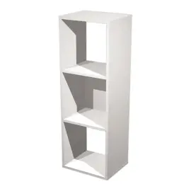 Witte opbergkast met 3 vakken, gemonteerd. 