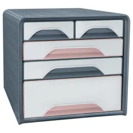Module van 5 lades Smoove - Grijs / Poederroze 