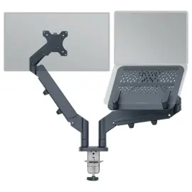 Ruimtebesparende dubbele arm vr schermen/monitoren/PC's Leitz - Grijs 