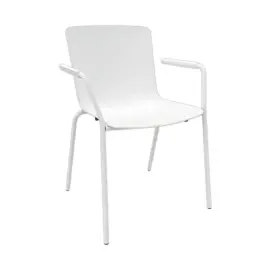2  VERRIJDBARE 4-VOETIGE POLYPROPYLEEN WITTE FAUTEUIL 
