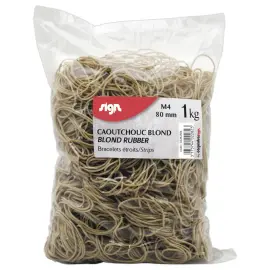Zak met smalle rubberen armbanden SIGN 80 mm 1 kg kleur blond 