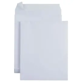 100  Kraft witte zakken met versterking en siliconen band 260x330mm met een gusset van 30mm 