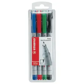 4  Hoes van 4 oplosbare markers OHPen 0,7 mm - Geassorteerde kleuren - STABILO 