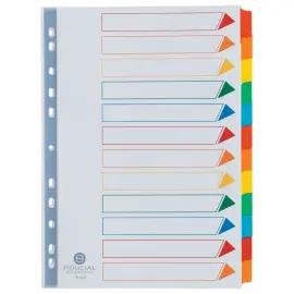 Tabbladen FIDUCIAL- A4 - 12 geplastificeerde tabs - Stevig karton 