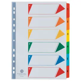 Set num. tabbladen FIDUCIAL karton - A4 - 6  geplastificeerde tabs 
