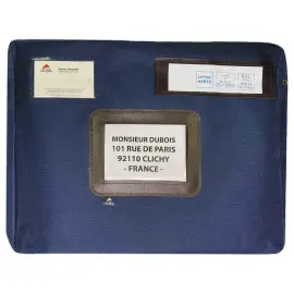 Blauwe posttas in polyester met zijvouw B 42 x D 5 x H 32 cm 