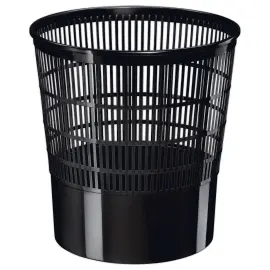 Papiermand CEP - 16L in opengewerkt plastic - zwart 