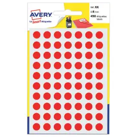 Pak van 490 ronde stickers &Oslash; 8 mm - Rood 