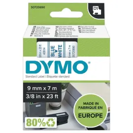 Tape DYMO D1 - 9mm - Afdruk Blauw/Achtergrond Wit 