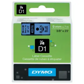 Tape DYMO D1 40916 - 9mm - Afdruk  Zwart/Achtergrond Blauw 