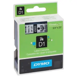 Lint D1 DYMO S0720820 - 7 m x 19 mm - Zwarte tekst op transparante achtergrond 