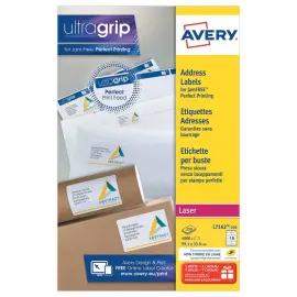 250  Vel met 21 witte adresetiketten voor laserprinters - 63,5 x 38,1 mm - AVERY 