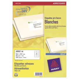 40  Etiketten AVERY voor inkjet printers -B99,1 x H38,1mm - Wit 560 Etik. 