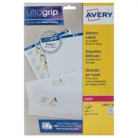 100  Vellen met 65 witte etiketten - 38,1 x 21,2 mm - AVERY 