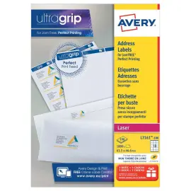 100  Vellen met 18 etiketten voor laserprinters - 63,5 x 46,6 mm - AVERY 