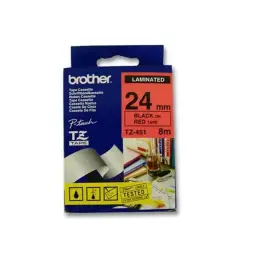 Ruban voor labelprinter BROTHER TZ 24mm - zwart/rood - TZE451 