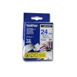 Ruban voor BROTHER labelmaker 24mm - blauw/wit - TZE253 