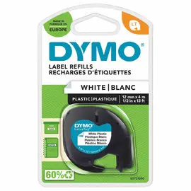 Plastic lint Letratag - 12 mm - zwarte tekst op witte achtergrond 