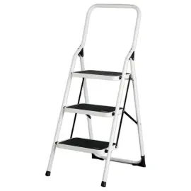 Opvouwbare trapladder 3 treden in epoxy wit gelakt staal 