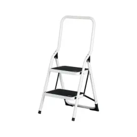 Opvouwbare trapladder 2  treden in epoxy wit gelakt staal 