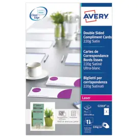 75 correspondentiekaarten AVERY mat laser 210x 99 mm, 220g 