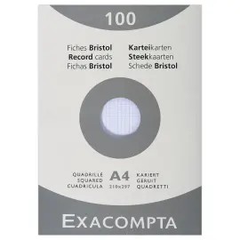 100  Witte bristol-steekkaarten 21 x 29,7 cm - 5x5 - 210g 