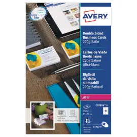 AVERY gesatineerde laser visitekaartjes 86x54 mm, 250/doos 
