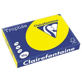 Riem van fel gekleurd papier  A3 - Troph&eacute;e 80g - Zonnegeel - CLAIREFONTAINE 