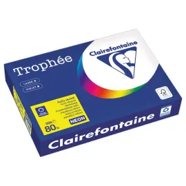 Pak fluorescerend gekleurd papier - A4 - Trofee - 80g - Fluo Geel - CLAIRFONTAINE 