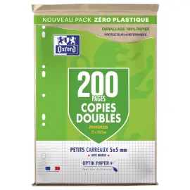 50  Dubbele papiervellen OXFORD- A4 -90g  - geruit - 200 pag. 
