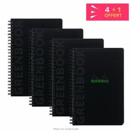 4 Rhodia-schriften van gerecycled polypropyleen + 1 gratis - 160 pagina's A5+ - Zwart - Rhodia 