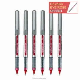 6 Rollerpennen met metalen punt Eye 157 - Medium schrijfdikte - Rood - UNI-BALL 