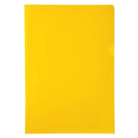 Zakje van 10 hoekhoezen van glad PVC met hoge weerstand 13/100e - A4 - Geel - Exacompta 