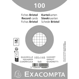Pak van 100 kaartjes onder folie - bristol geruit 5 x 5 niet-geperforeerd 105 x 148 mm - Wit - Exacompta 