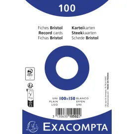 Pak van 100 kaarten onder folie - effen bristol niet-geperforeerd 100 x 150 mm - Wit - Exacompta 