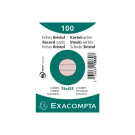 Pak van 100 kaartjes onder folie - gelinieerd bristol, niet geperforeerd 74 x 105 mm - Roze - Exacompta 