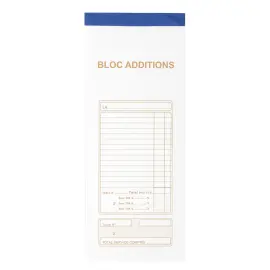 Blok Addition 50 genummerde zelfkopi&euml;rende vellen in duplicaat - Formaat 9,1 x 22,5 cm - Exacompta 