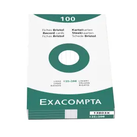 Etui van 100 kaarten - wit gelinieerd bristol, niet geperforeerd 125 x 200 mm - Wit - Exacompta 