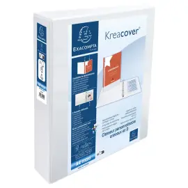Personaliseerbare harde ringmap met 2 vakken KreaCover&reg; - 2 D-ringen van 50 mm - maximaal A4 - Wit - Exacompta 