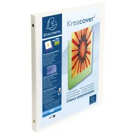 Ringmap 4 ringen 15 mm ondoorzichtig polypropyleen 5/10e Krea Cover - A4 - Wit - Exacompta 