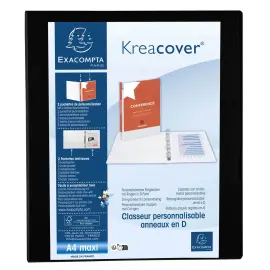 Kreacover personaliseerbare PP-ringmap - 4 D-ringen van 30 mm - maximaal A4 - Zwart - Exacompta 